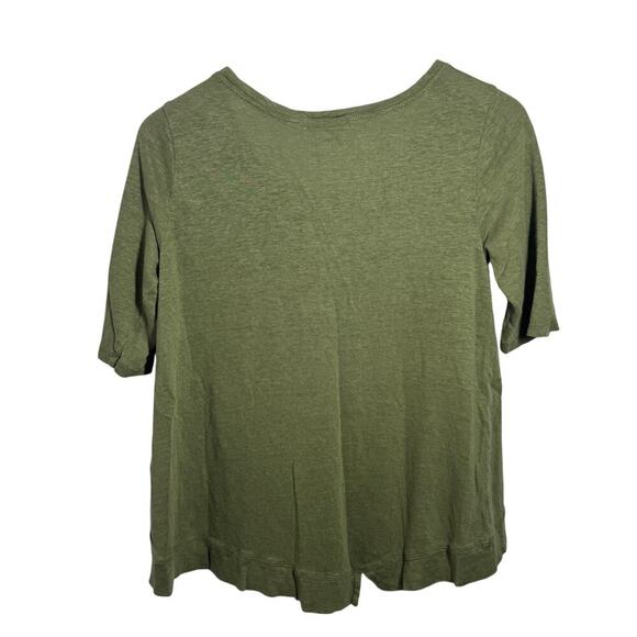 Habitat Clothes To Live In Top Women XS Olive Green Scoop Neck 100% Linen Spring - Picture 2 of 6